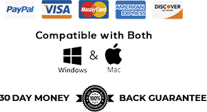 Paypal | Visa | MasterCard | AmerkanExpress | Discover | Windows | Mac | 30 Day Money-Back Guarantee